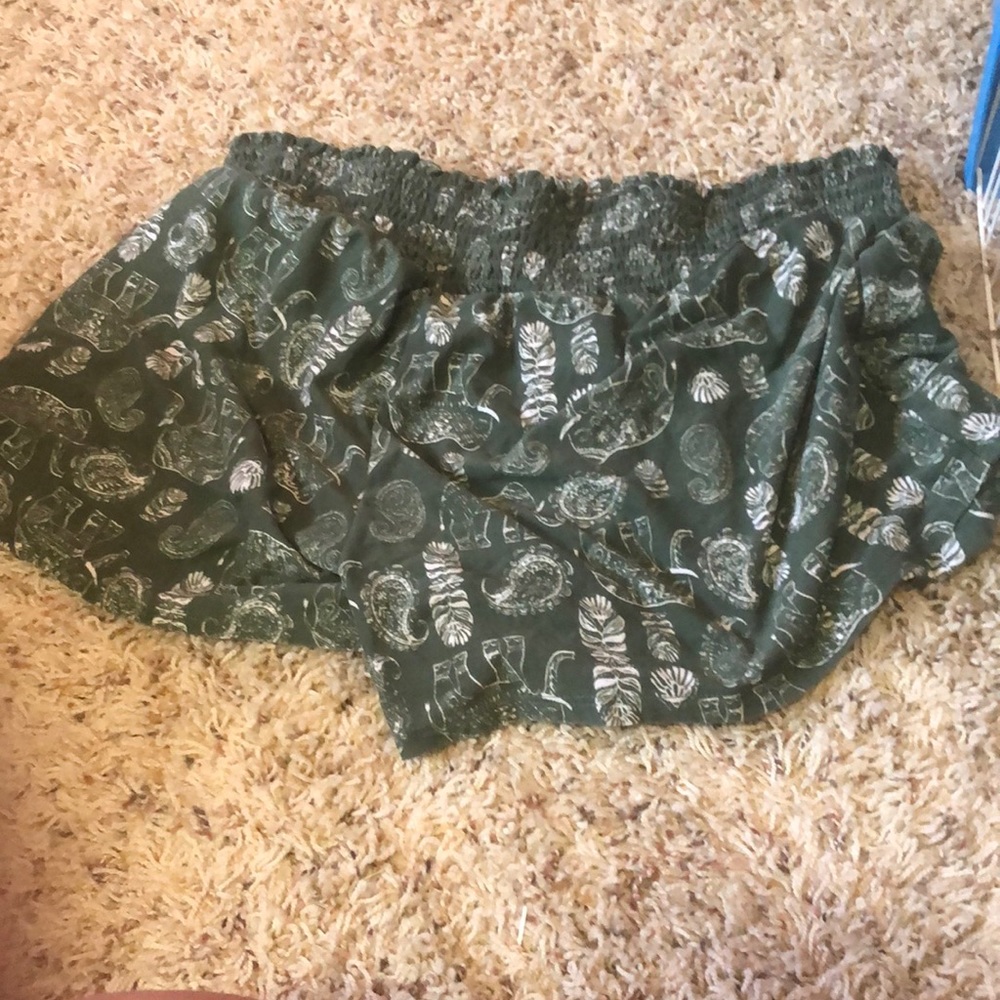 Booty shorts size L can fit a medium because of stretchy waist band